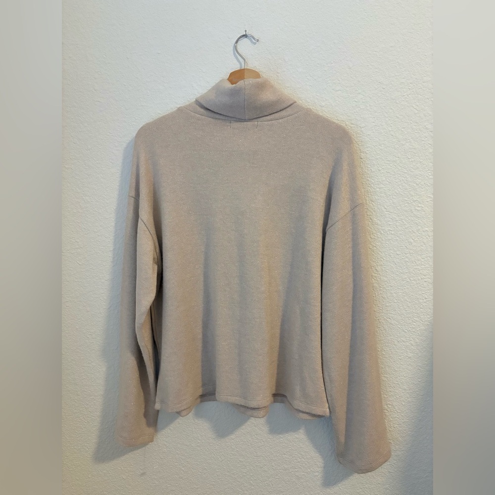Sanctuary Cream Shimmer Cowl Neck Sweater Size Medium Soft Knit Pullover NWT